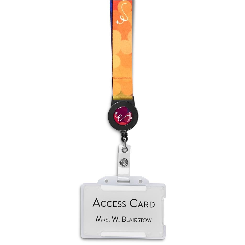 Badge Reel Double-Sided Satin Lanyard BLACK - Lanyards,Lanyards,Custom Lanyards Wrist Straps and Keyholders,Custom Keyholders