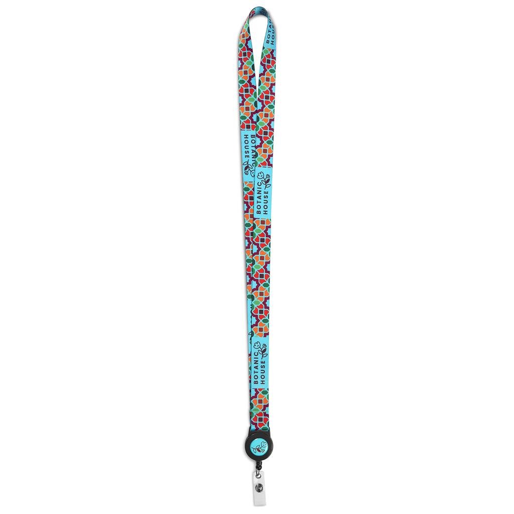Badge Reel Double-Sided Satin Lanyard BLACK - Lanyards,Lanyards,Custom Lanyards Wrist Straps and Keyholders,Custom Keyholders