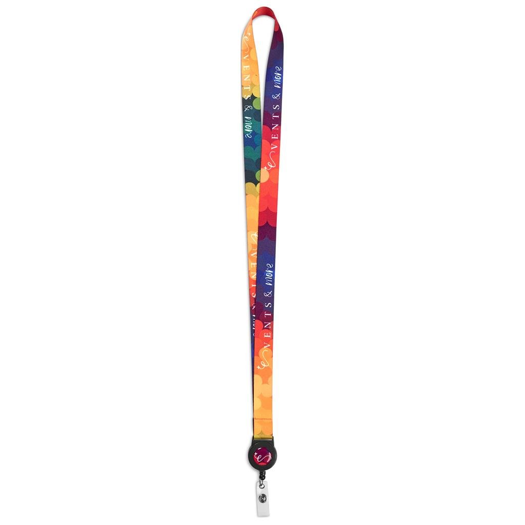 Badge Reel Double-Sided Satin Lanyard BLACK - Lanyards,Lanyards,Custom Lanyards Wrist Straps and Keyholders,Custom Keyholders