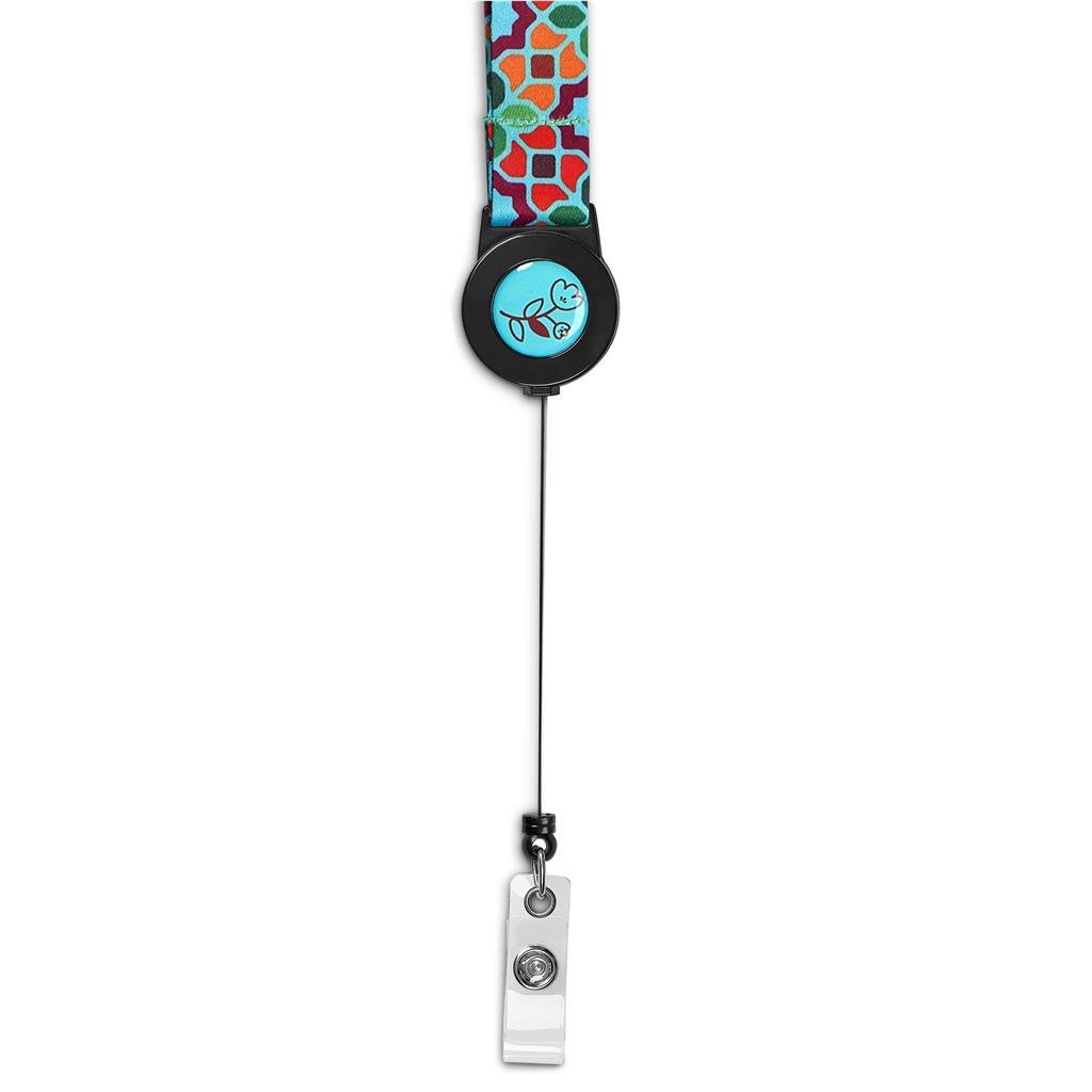 Badge Reel Double-Sided Satin Lanyard BLACK - Lanyards,Lanyards,Custom Lanyards Wrist Straps and Keyholders,Custom Keyholders