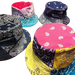 Multi-coloured reversible bucket hats