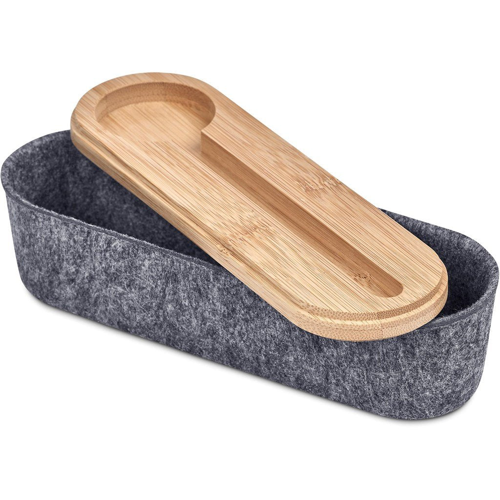 Byoga Recycled PET Felt & Bamboo Stationery Case GREY - Stationery,Bamboo Products,Recycled Products,Stationery,Recycled