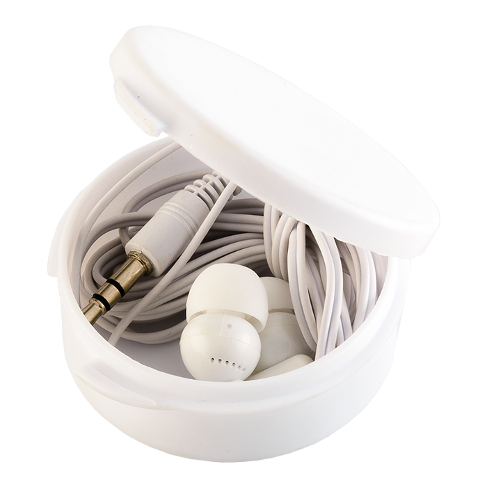 Earphones in Round Case White / STD / Regular - Technology