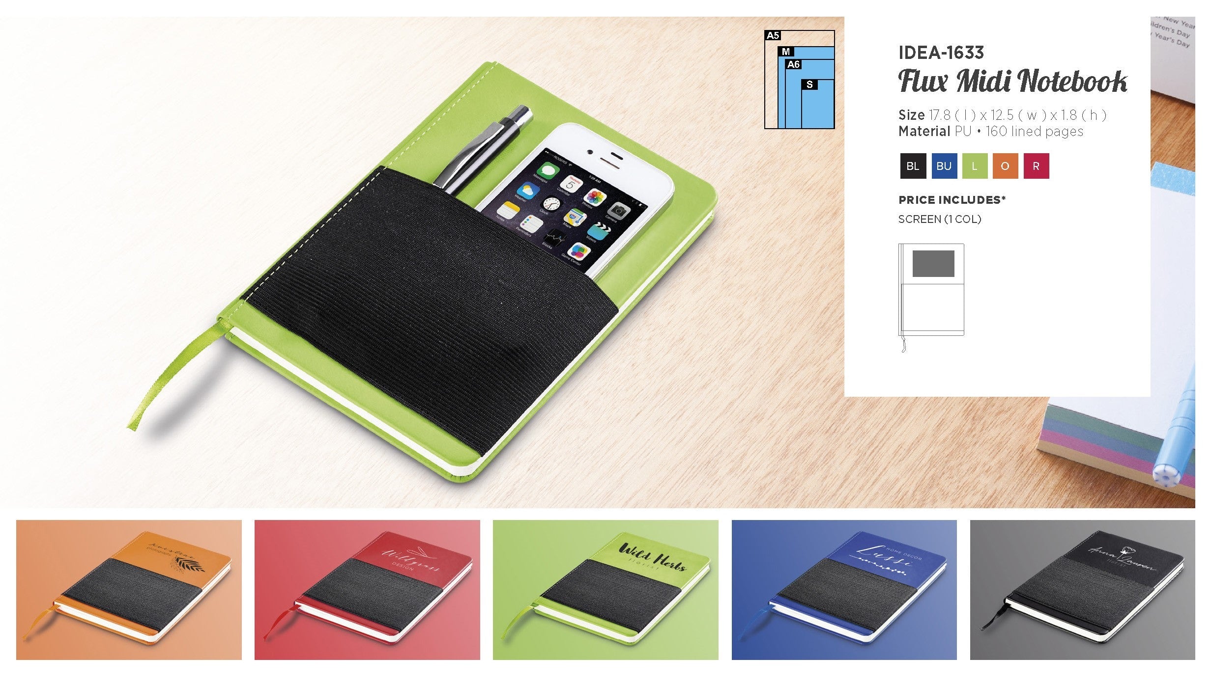 Flux Midi Hard Cover Notebook-Orange-O