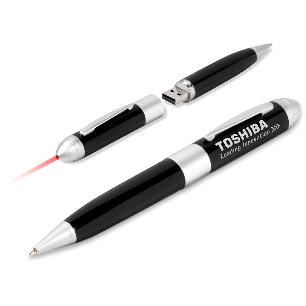 Kilobyte USB Pen & Laser Pointer - 8GB - Black Only / BL
