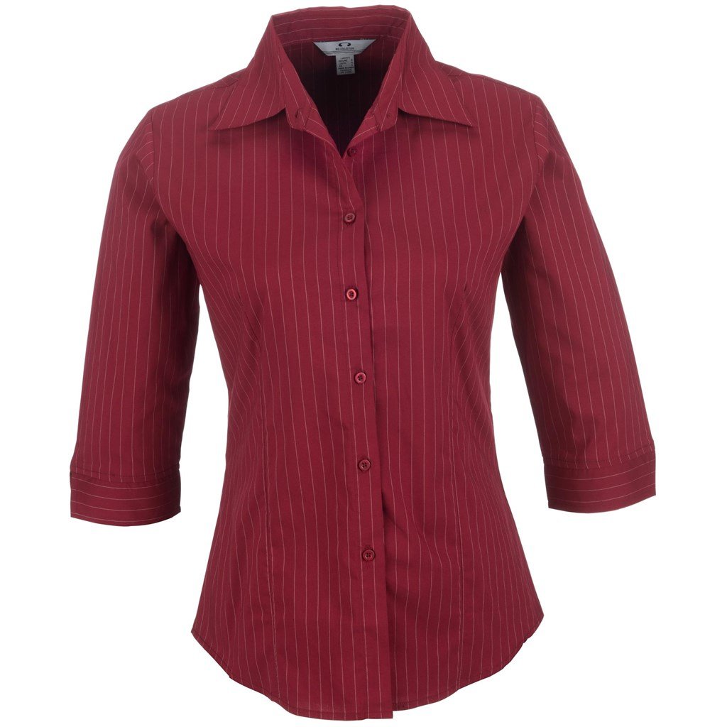 Ladies 3/4 Sleeve Manhattan Striped Shirt - Light Blue - Shirts & Tops