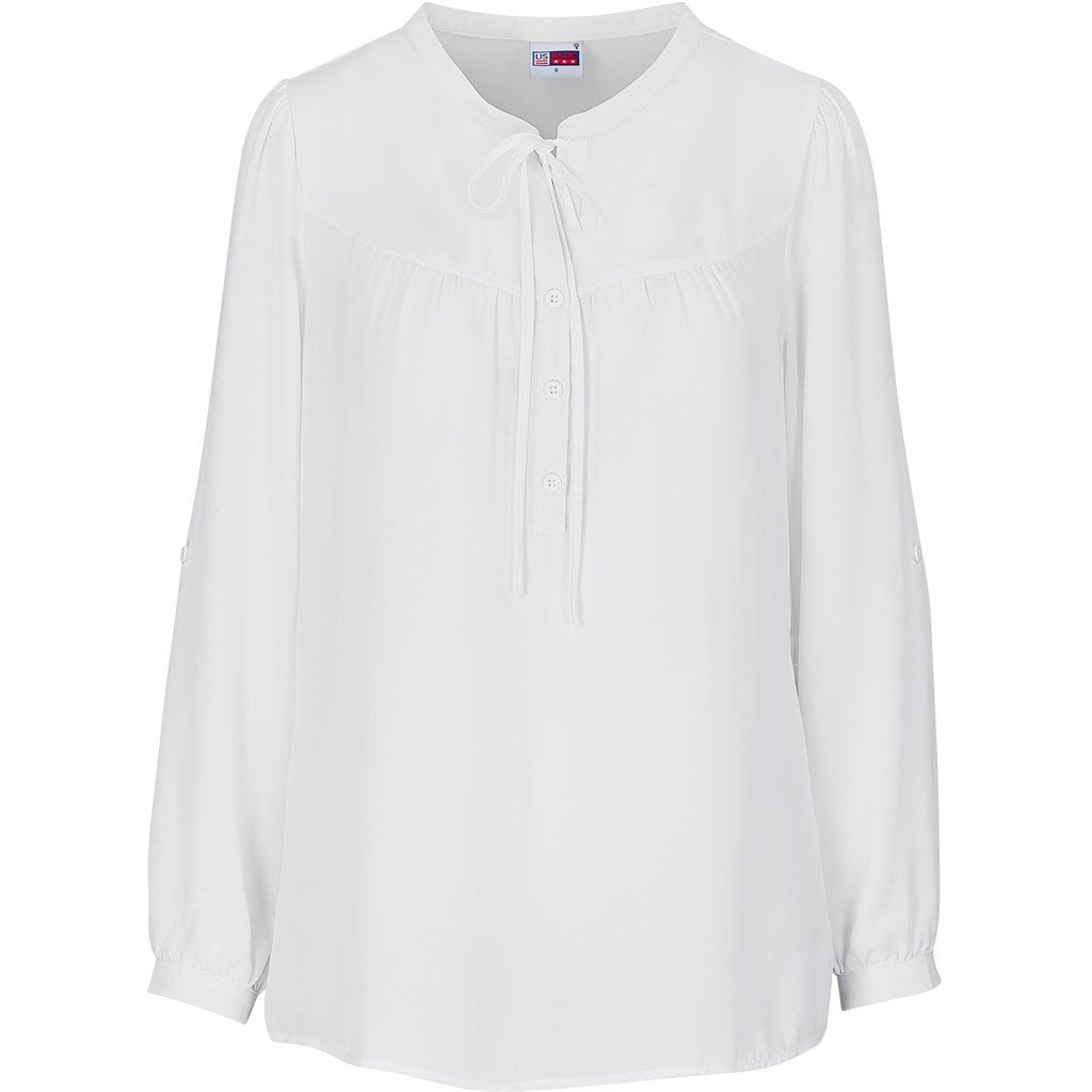 Ladies Long Sleeve Candice Blouse S / WHITE - Lounge Shirts