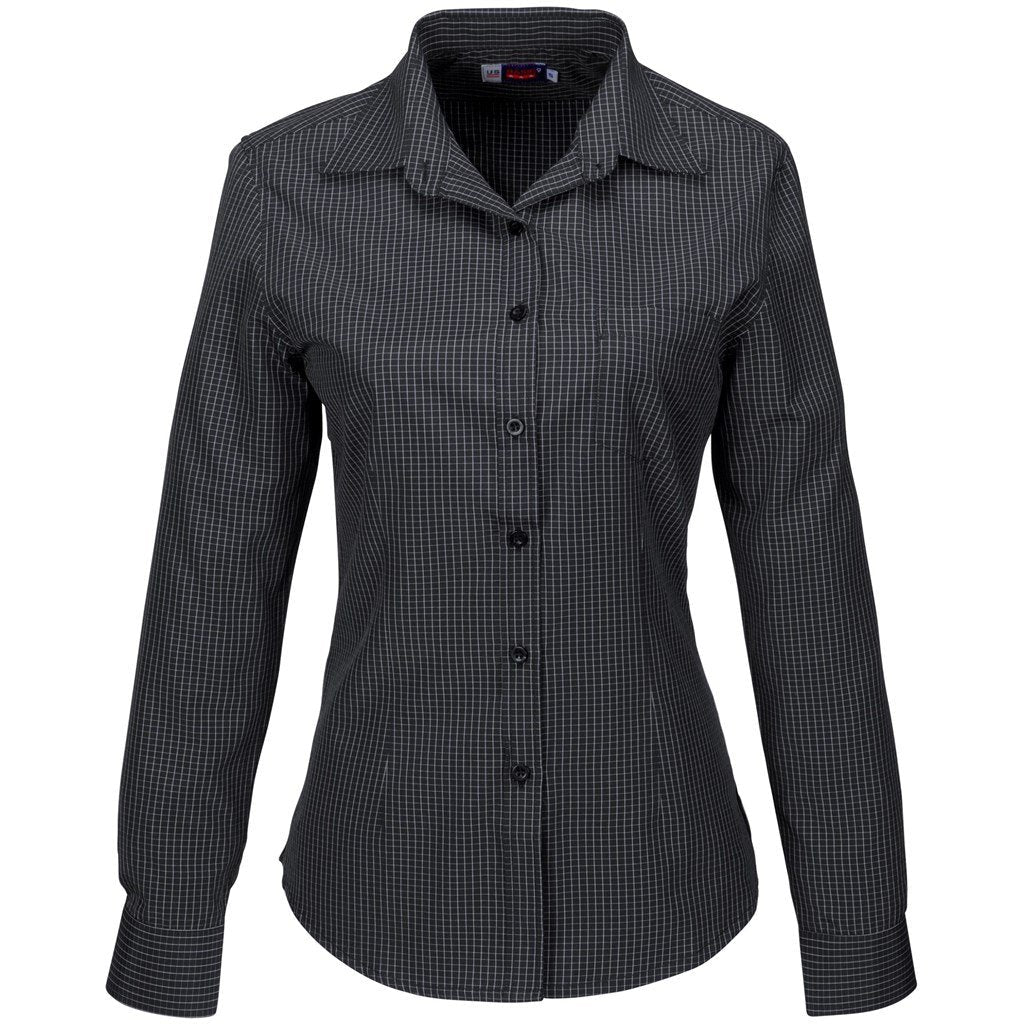 Ladies Long Sleeve Huntington Shirt - Khaki 2XL / Black / BL