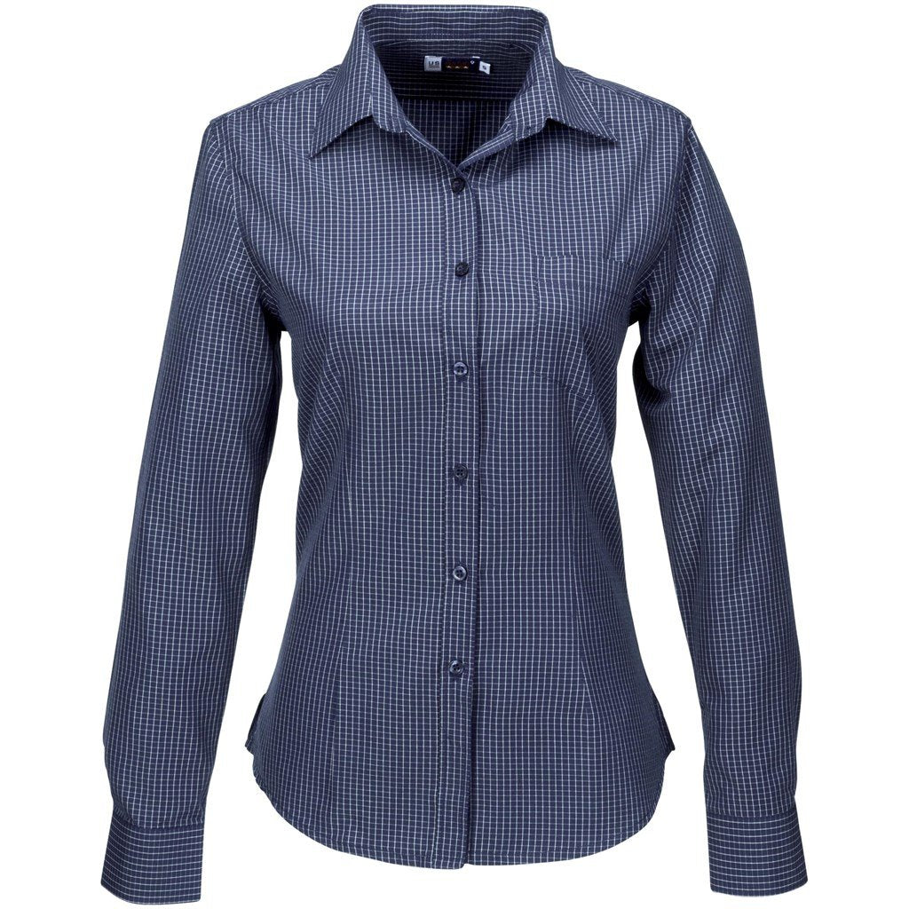 Ladies Long Sleeve Huntington Shirt - Khaki 2XL / Navy / N