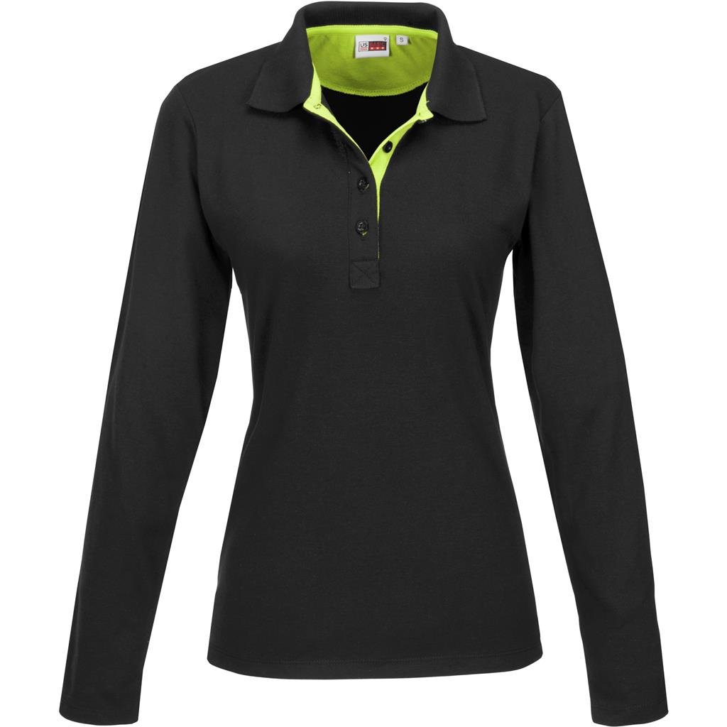 Ladies Long Sleeve Solo Golf Shirt  - Orange