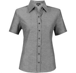 Ladies Short Sleeve Oxford Shirt - Charcoal Only-