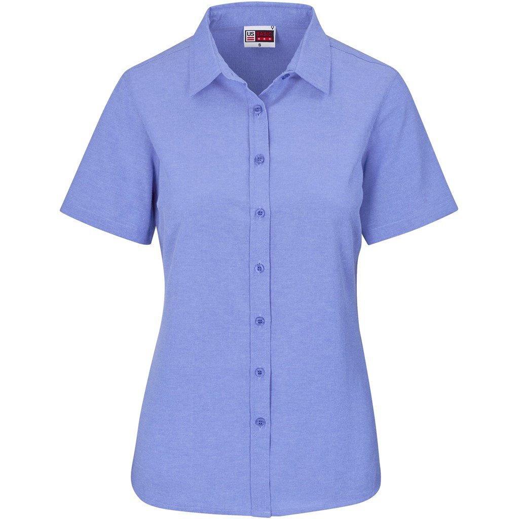 Ladies Short Sleeve Oxford Shirt S / SKY BLUE - Lounge Shirts