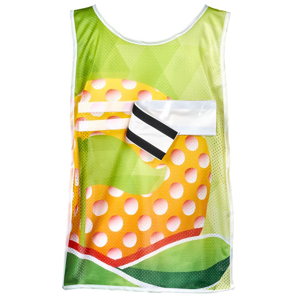 Pre-Production Sample Custom Jackal Polyester Caddy Bib with PVC Name Sleeve SOLID WHITE - Sports and Fitness