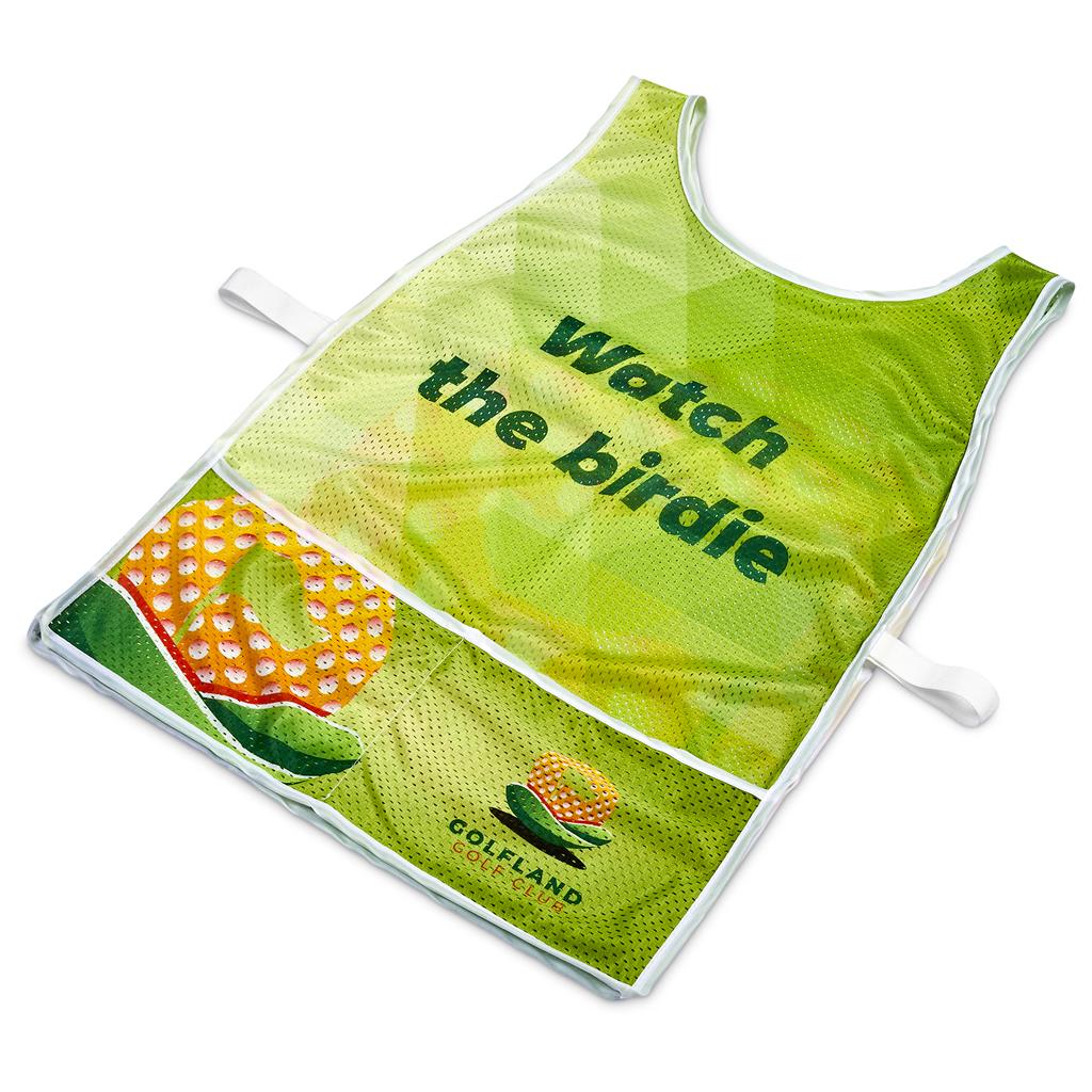 Pre-Production Sample Custom Jackal Polyester Caddy Bib with PVC Name Sleeve SOLID WHITE - Sports and Fitness