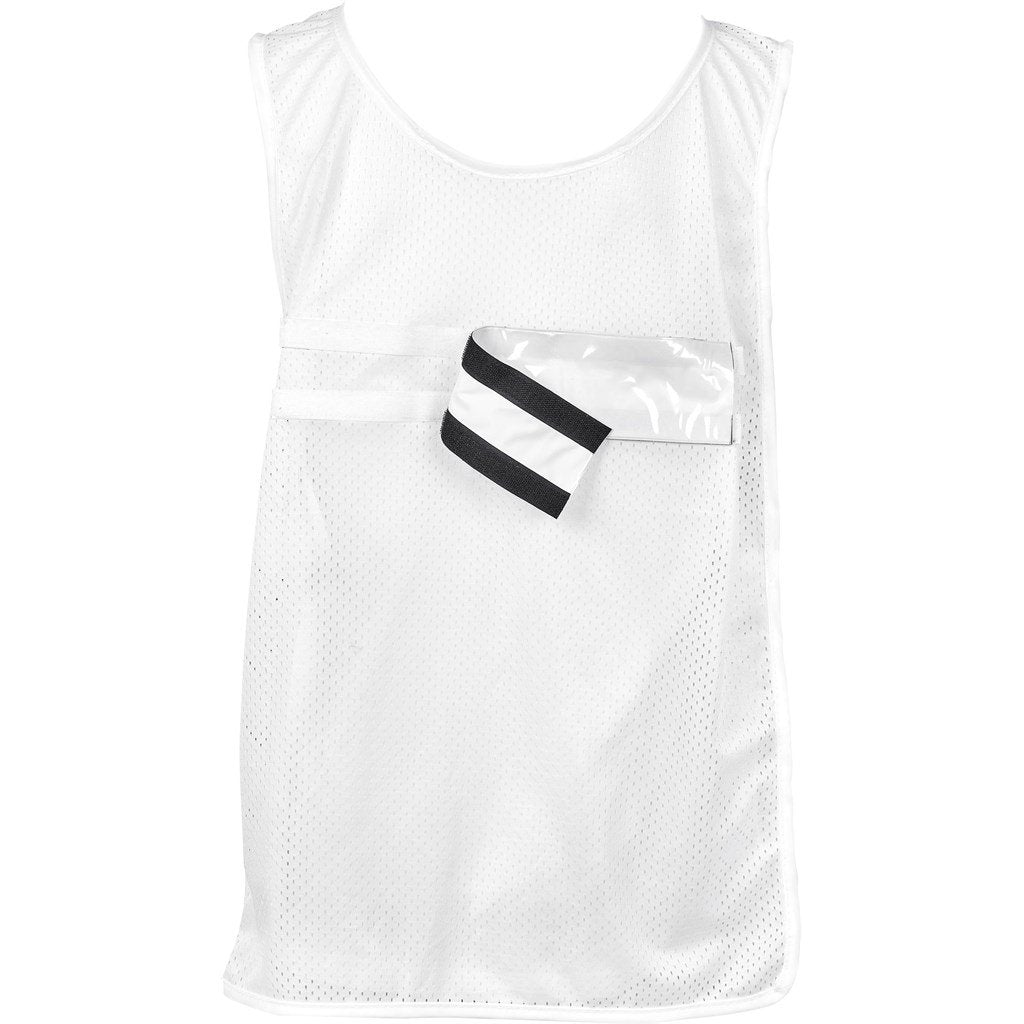 Pre-Production Sample Custom Jackal Polyester Caddy Bib with PVC Name Sleeve SOLID WHITE - Sports and Fitness