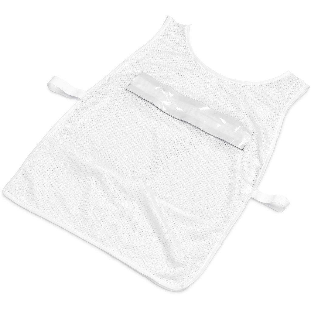 Pre-Production Sample Custom Jackal Polyester Caddy Bib with PVC Name Sleeve SOLID WHITE - Sports and Fitness