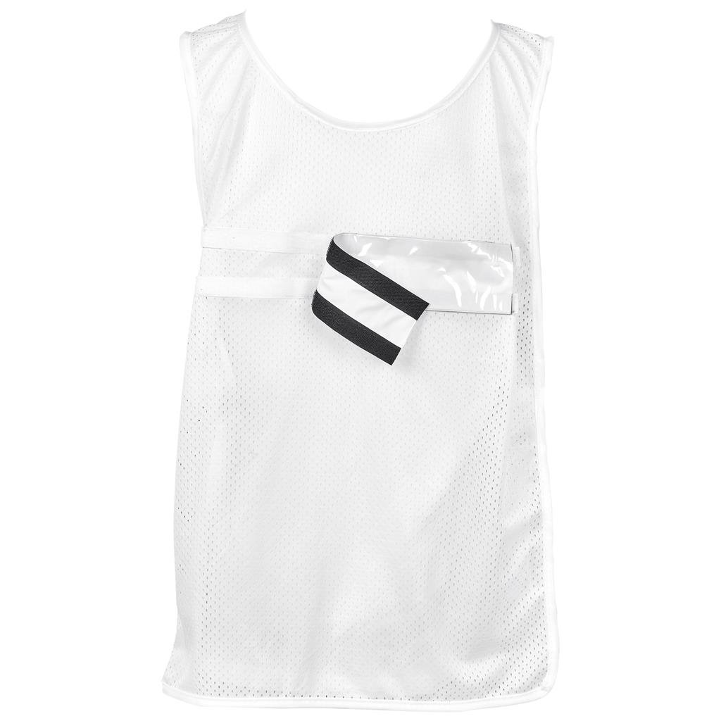 Pre-Production Sample Custom Jackal Polyester Caddy Bib with PVC Name Sleeve SOLID WHITE - Sports and Fitness
