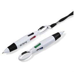 Quatro 4-in-1 Clip Neck Pen-Black-BL