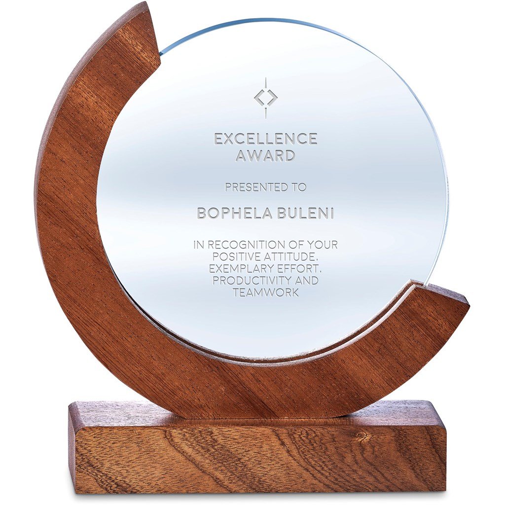 Reverence Achievement Award - Premium Optical Glass and Wood Natural / NT - Trophies