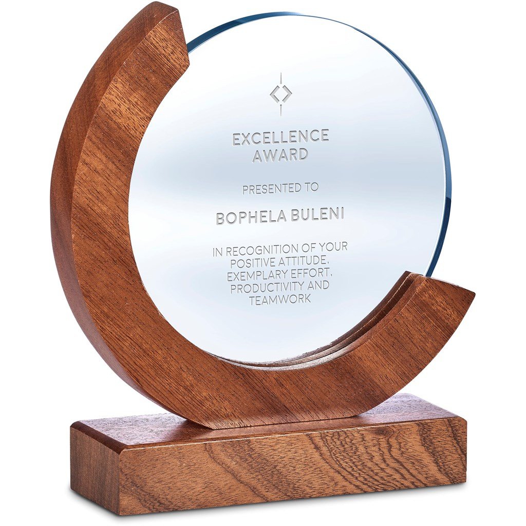 Reverence Achievement Award - Premium Optical Glass and Wood Natural / NT - Trophies