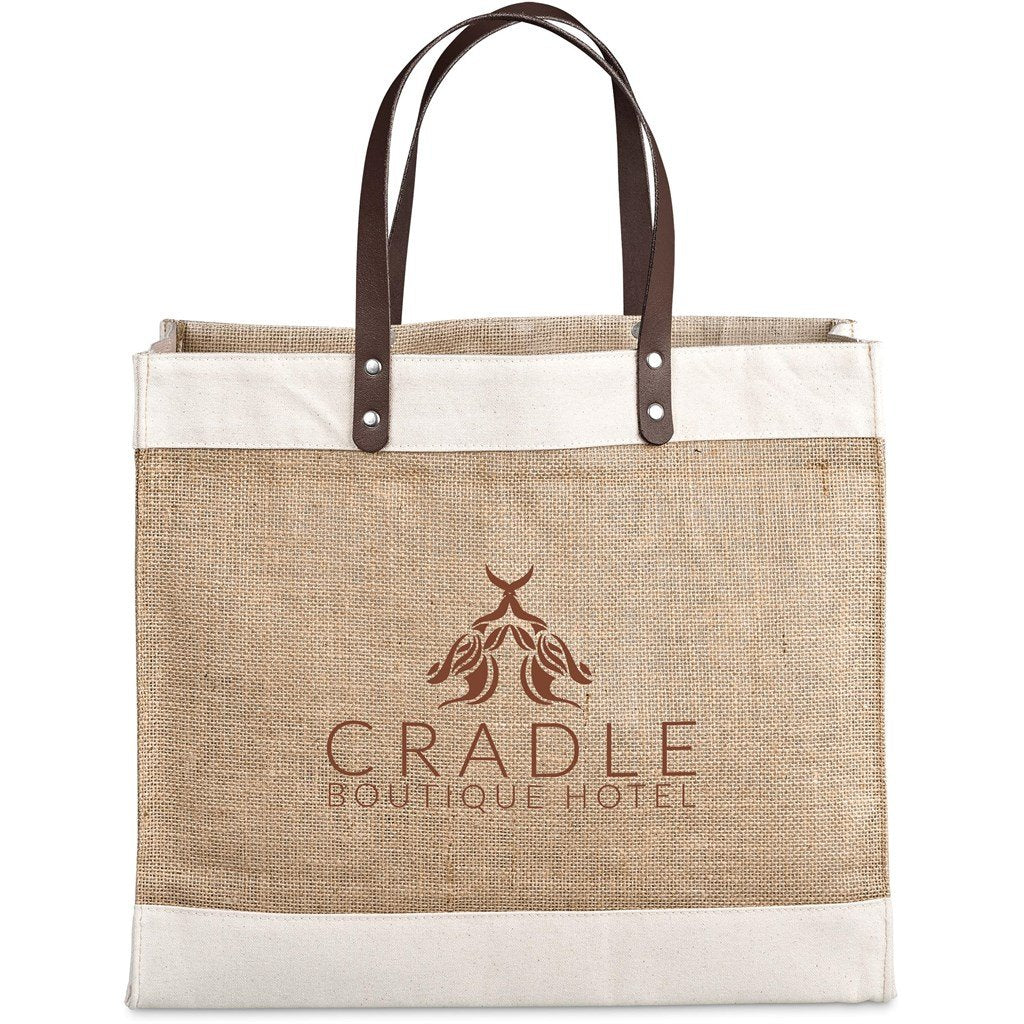 Reza Jute & Cotton Tote with Leather Handles NATURAL - Eco-Friendly Bags,Shoppers and Totes,Cotton Products,Jute Products,Bags,Bags