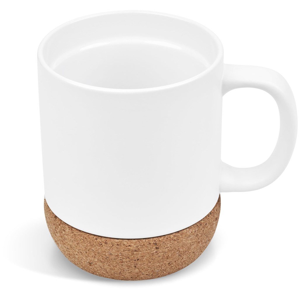 Serendipio Sienna Cork & Ceramic Sublimation Coffee Mug - 340ml Solid White / SW