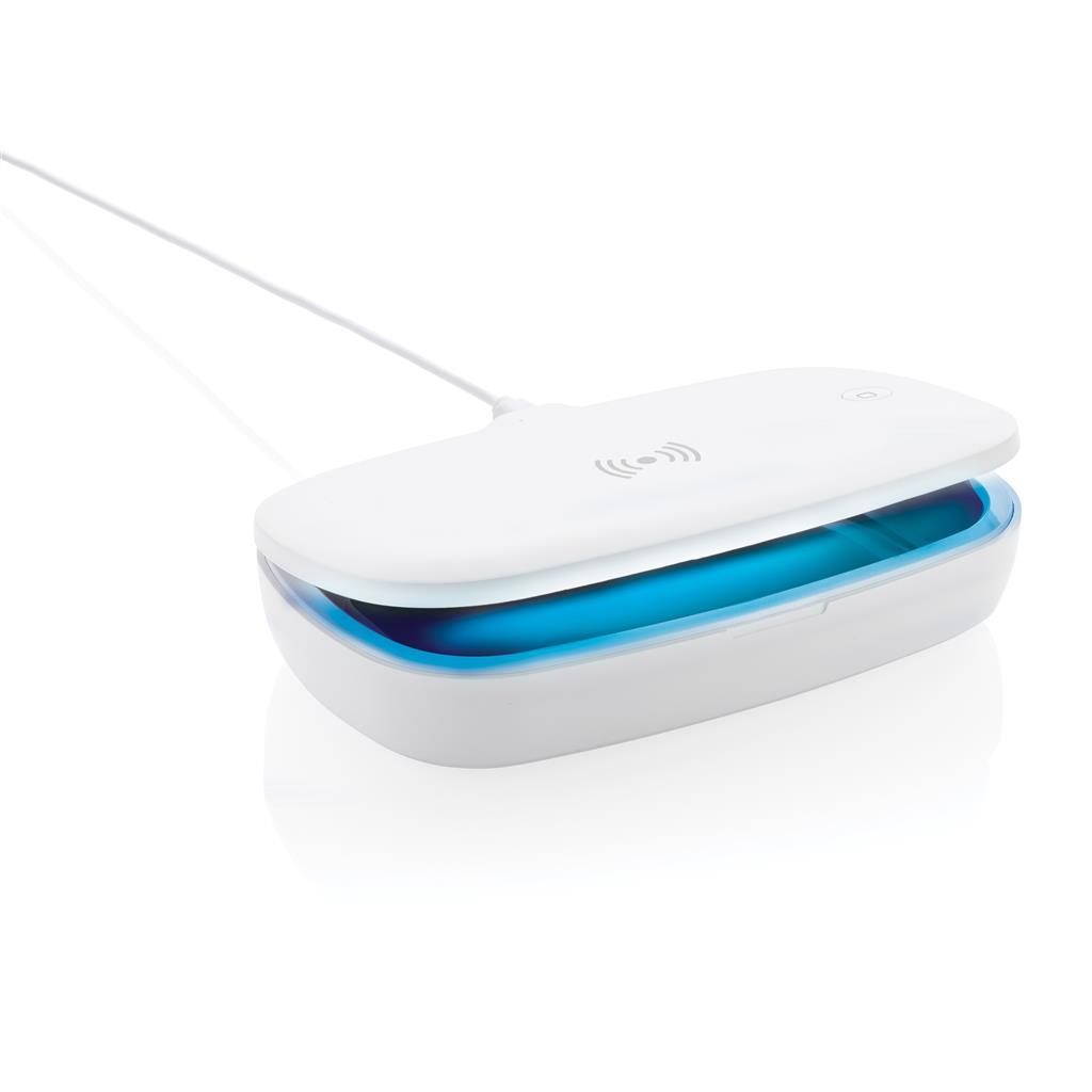 Semi-Closed Sterilization Box with 5W Wireless Charger Showing blue UV-C light