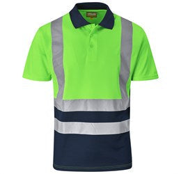 Surveyor Two-Tone Hi-Viz Reflective Golf Shirt-Shirts & Tops