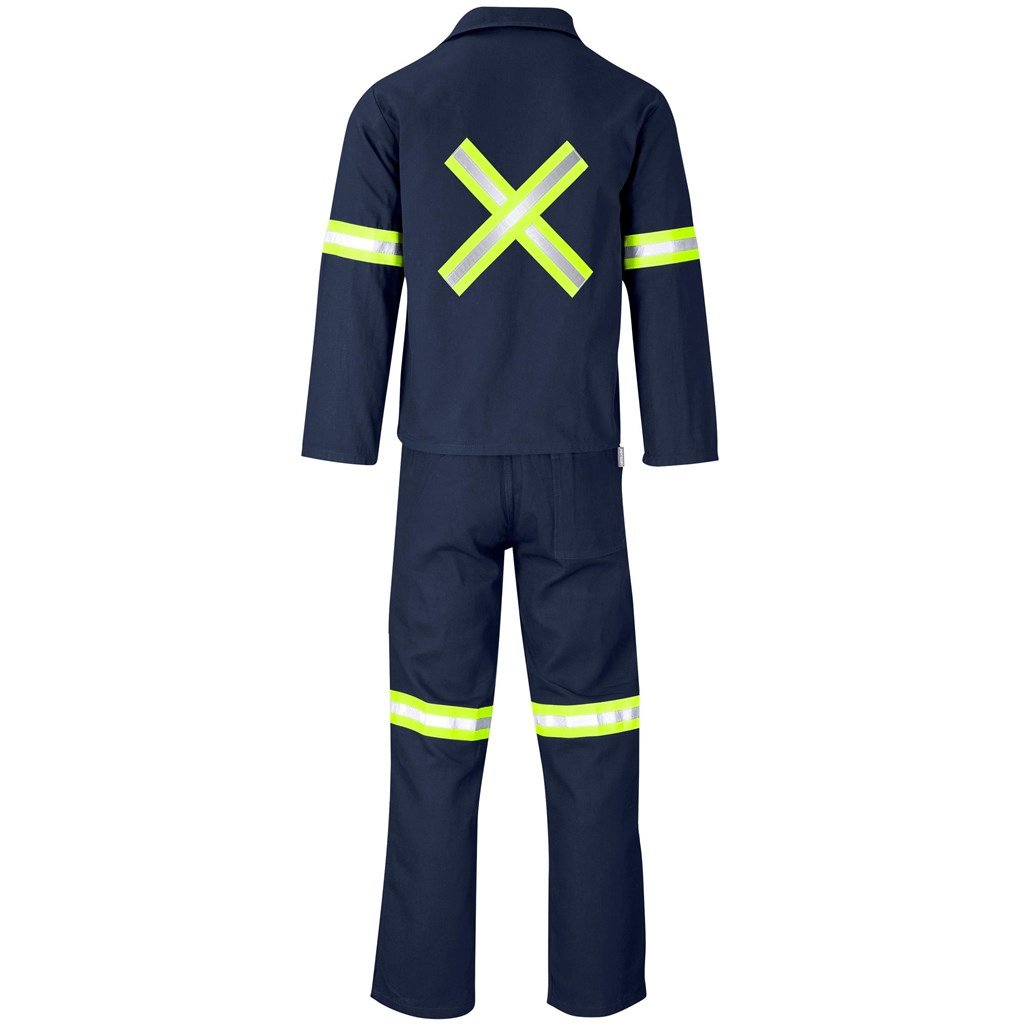 Technician 100% Cotton Conti Suit - Reflective Arms Legs & Back - Yellow Tape