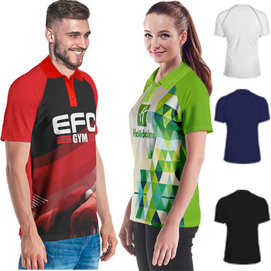 Unisex 50/50 Interlock Raglan Golf Shirt with Full Colour - Range