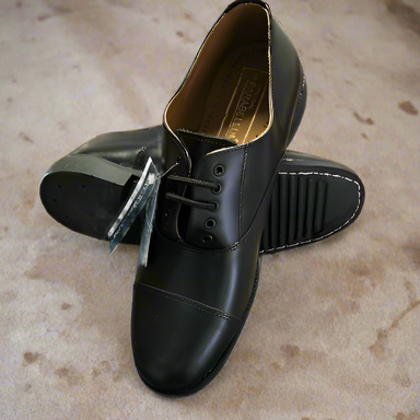 Black leather officer lace up dress shoes