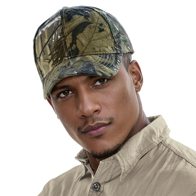 A man wearing a camoflague cap