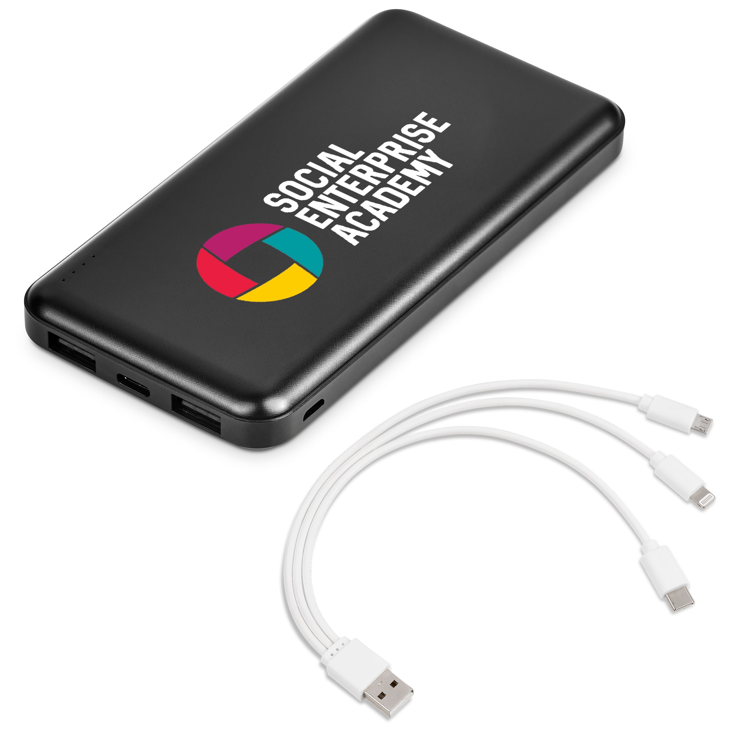 Kingpin Black Compact 5000mAh Power Bank Set Solid White / SW