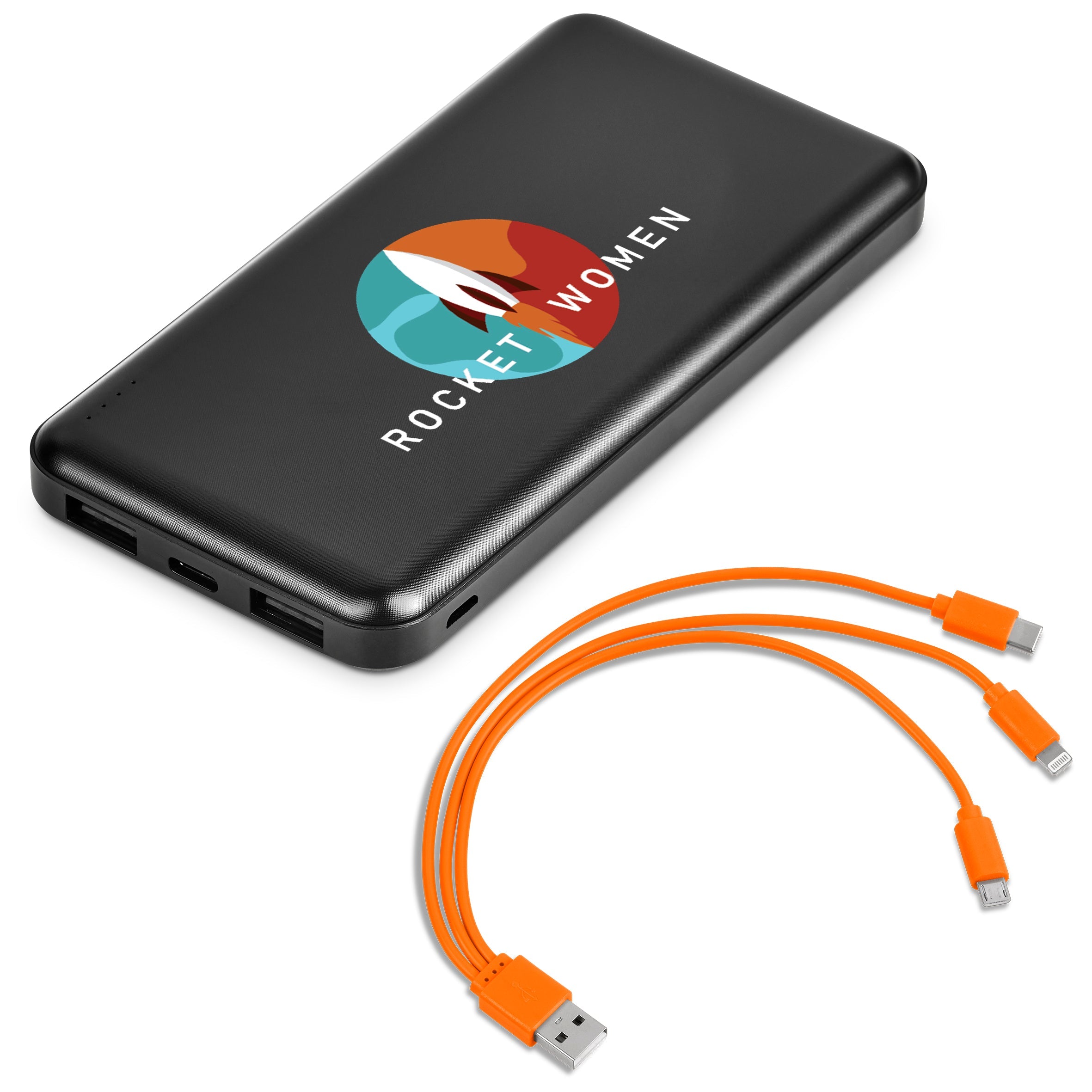 Kingpin Black Compact 10000mAh Power Bank Set Orange / O
