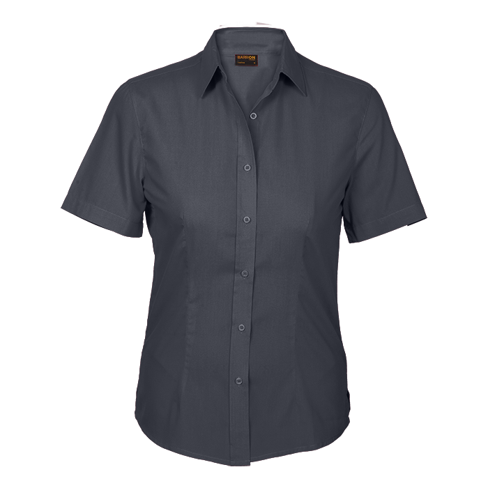 Ladies Basic Poly Cotton Blouse Short Sleeve Grey / SML / Regular - Shirts-Corporate