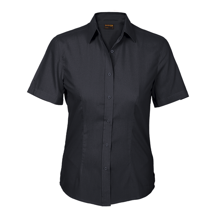 Ladies Basic Poly Cotton Blouse Short Sleeve Black / SML / Regular - Shirts-Corporate