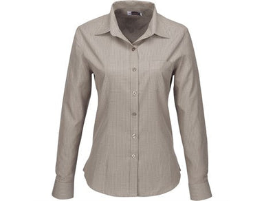 Ladies Long Sleeve Huntington Shirt - White Black