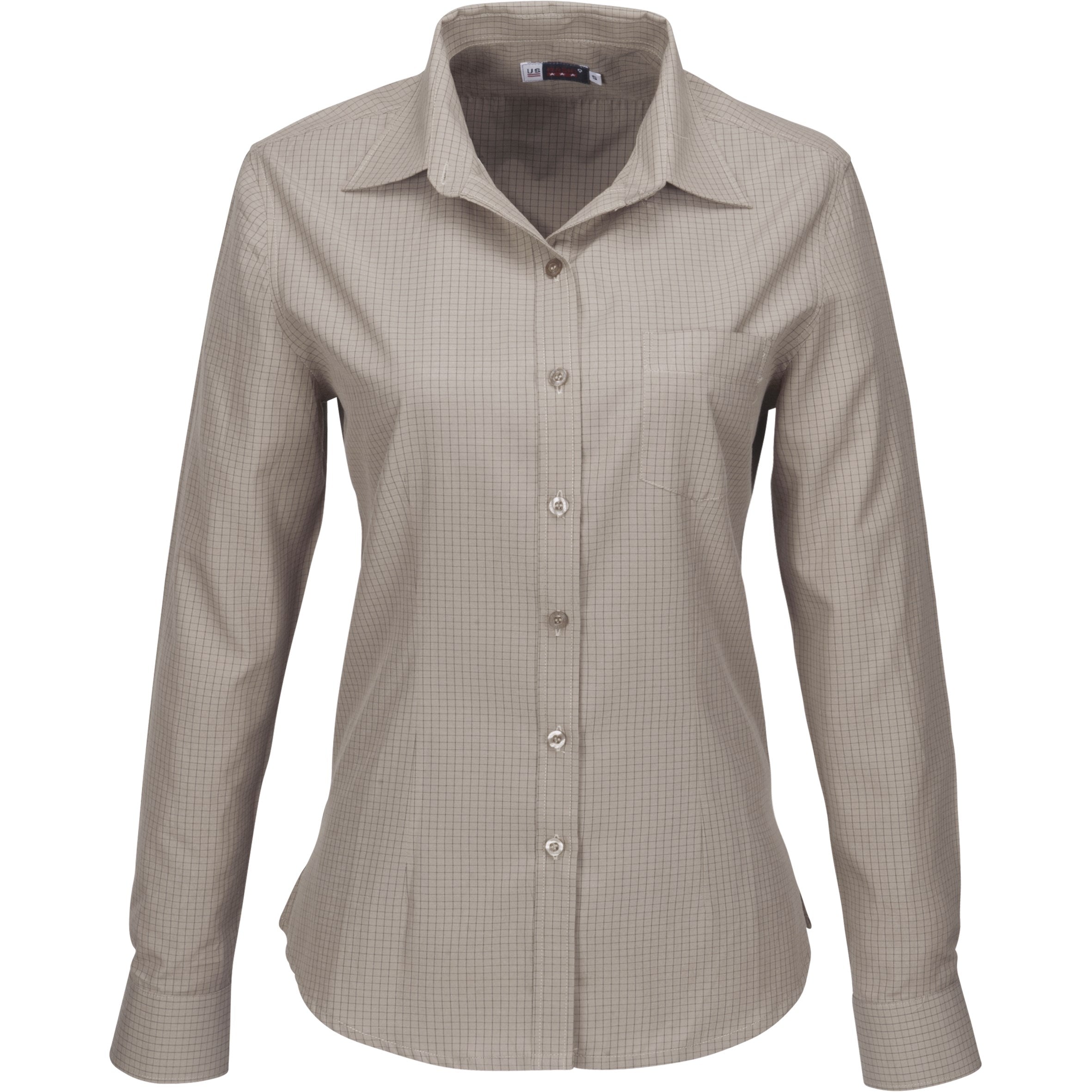 Ladies Long Sleeve Huntington Shirt - White Black L / Khaki / KH