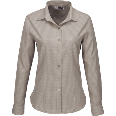 Ladies Long Sleeve Huntington Shirt - White Black L / Khaki / KH