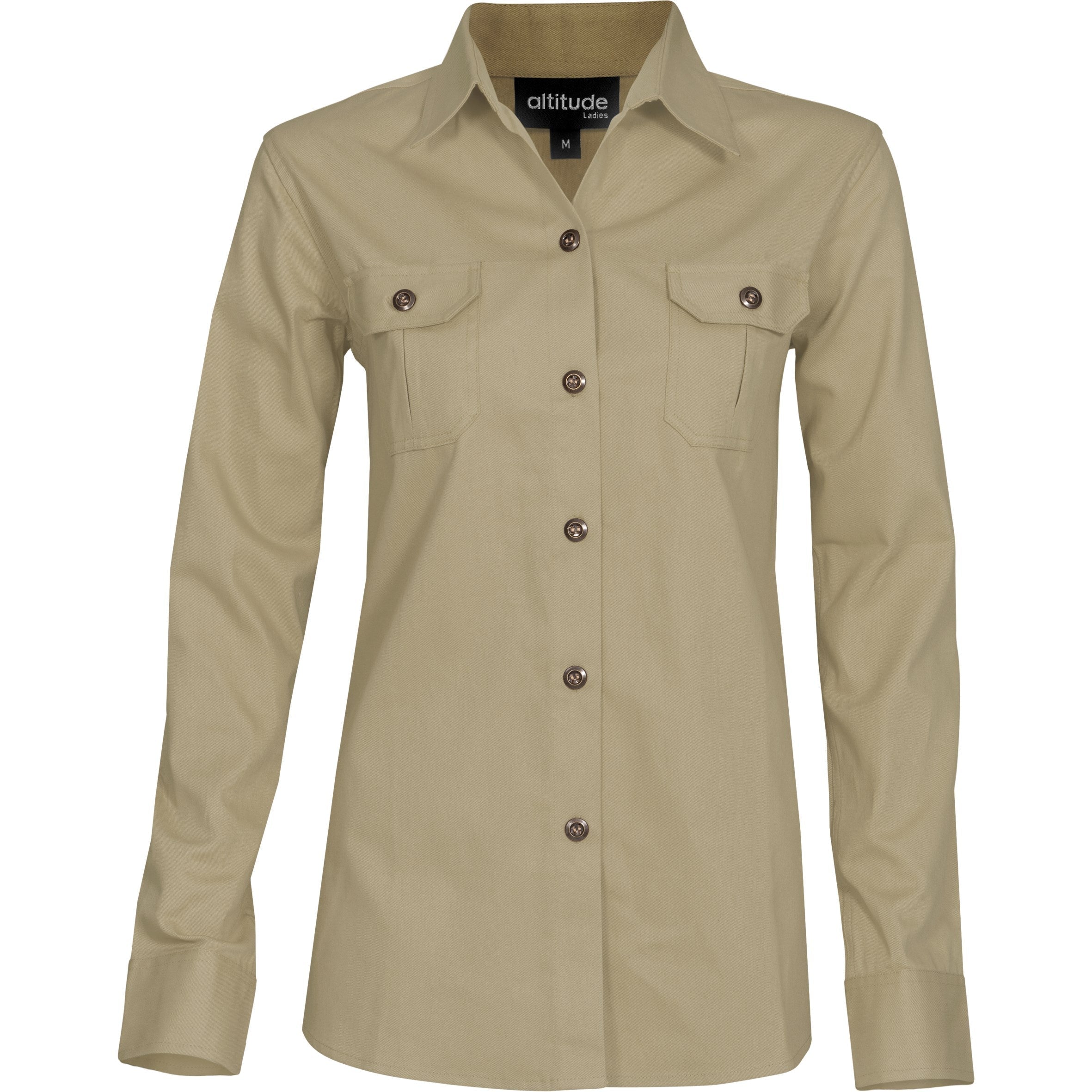 Ladies Long Sleeve Oryx Bush Shirt - White Only-