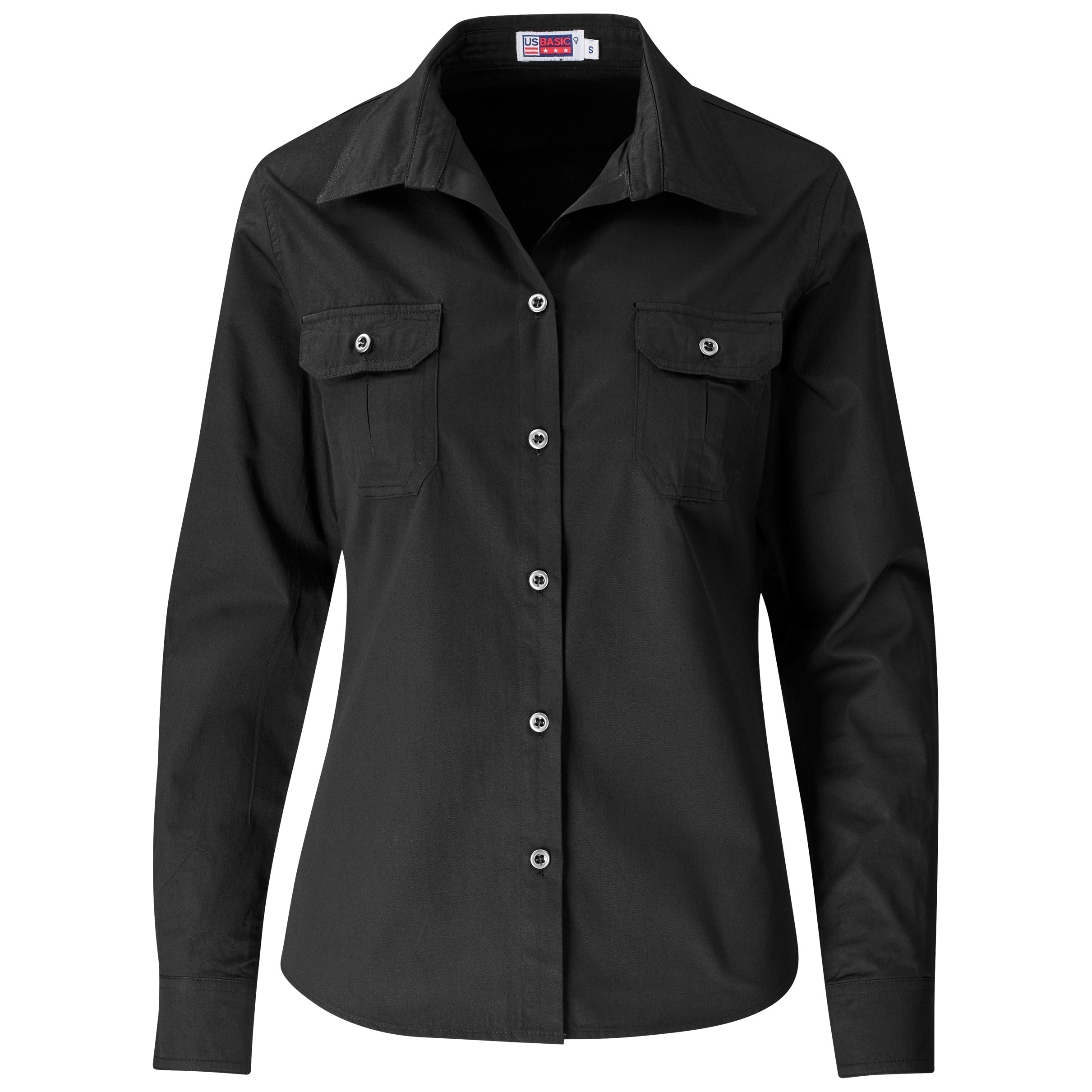 Ladies Long Sleeve Wildstone Shirt-Shirts & Tops-L-Black-BL