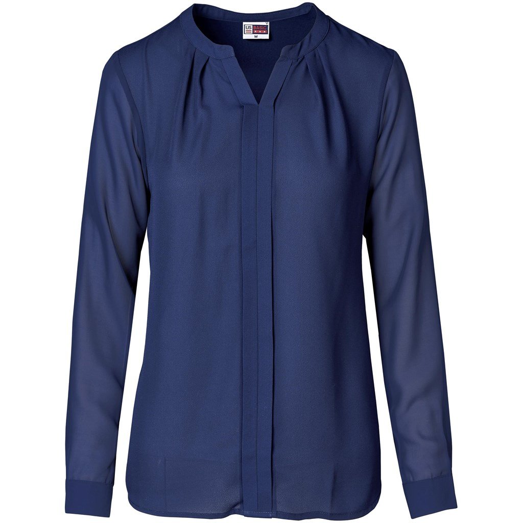 Ladies Long Sleeve Zenobia Blouse 4XL / Navy / N