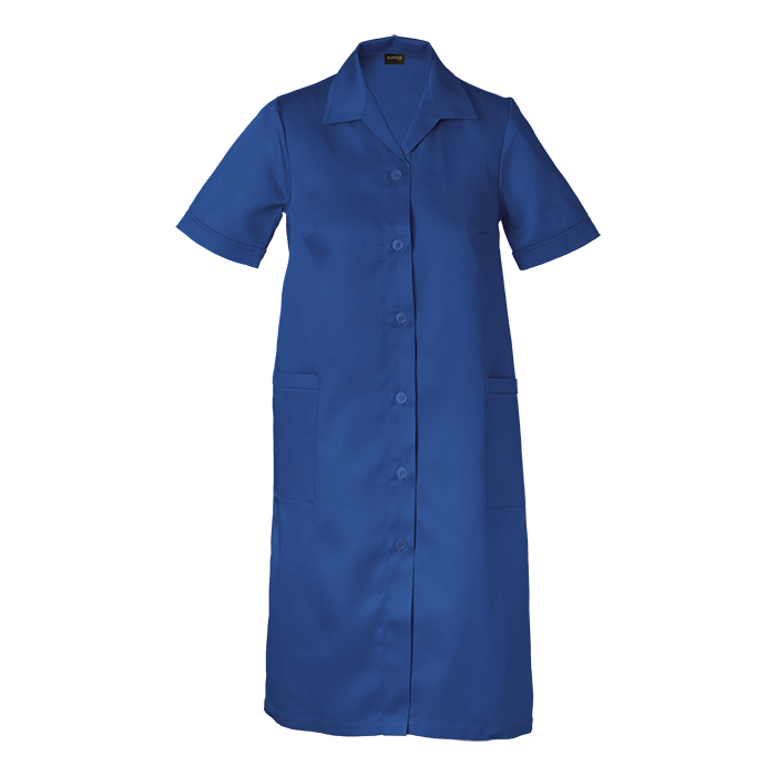 Ladies Poly Cotton House Coat Royal / XS / Regular - Service and Beauty