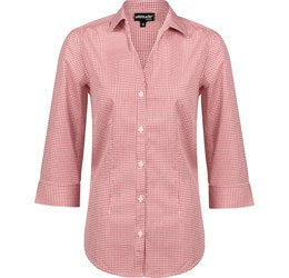 Ladies ¾ Sleeve Edinburgh Shirt - Red Only-L-Red-R