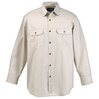 Mens Bush Shirt Long Sleeve Stone / SML / Regular - 