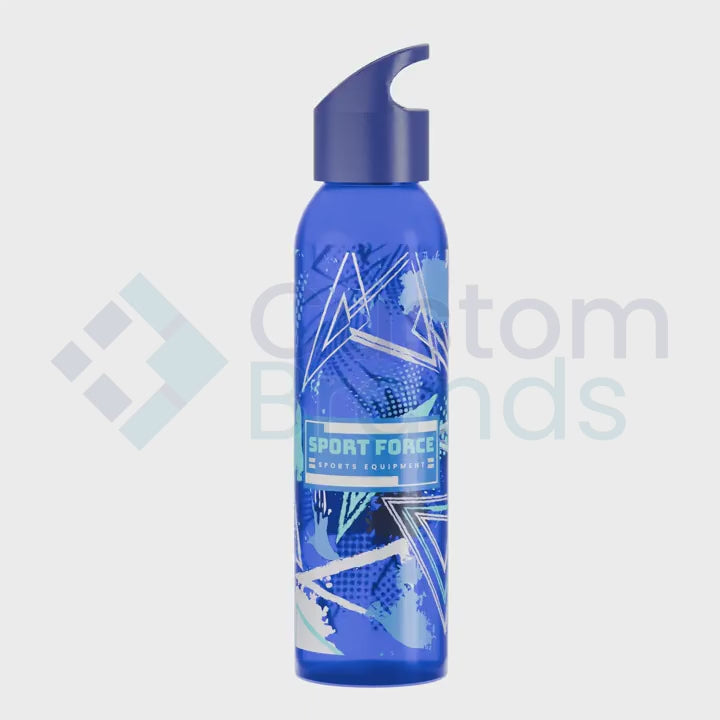Rotating plastic bottle showing all sides of the product