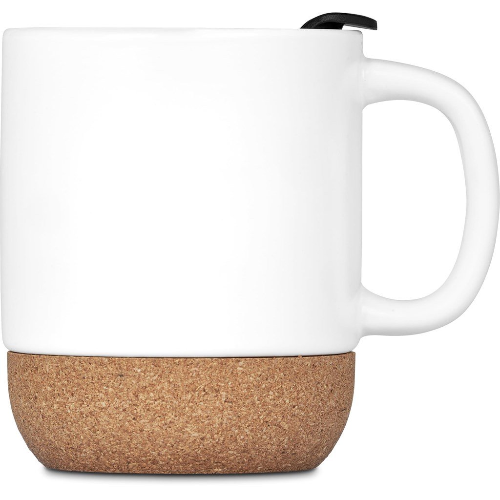 Serendipio Sienna Cork & Ceramic Sublimation Coffee Mug - 340ml Solid White / SW