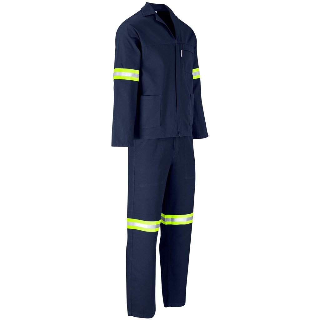 Technician 100% Cotton Conti Suit - Reflective Arms Legs & Back - Yellow Tape