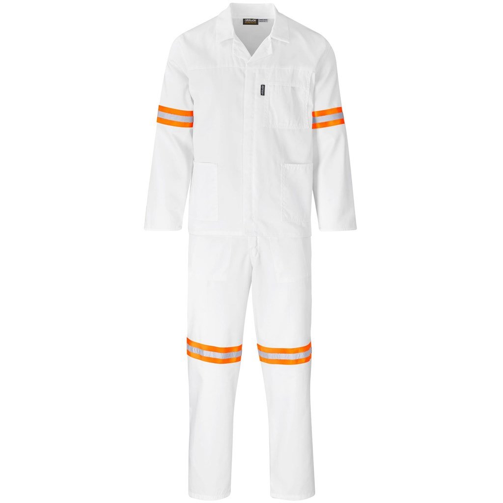 Trade Polycotton Conti - Suit Reflective Arms Legs & Back - Orange Tape 32 / WHITE