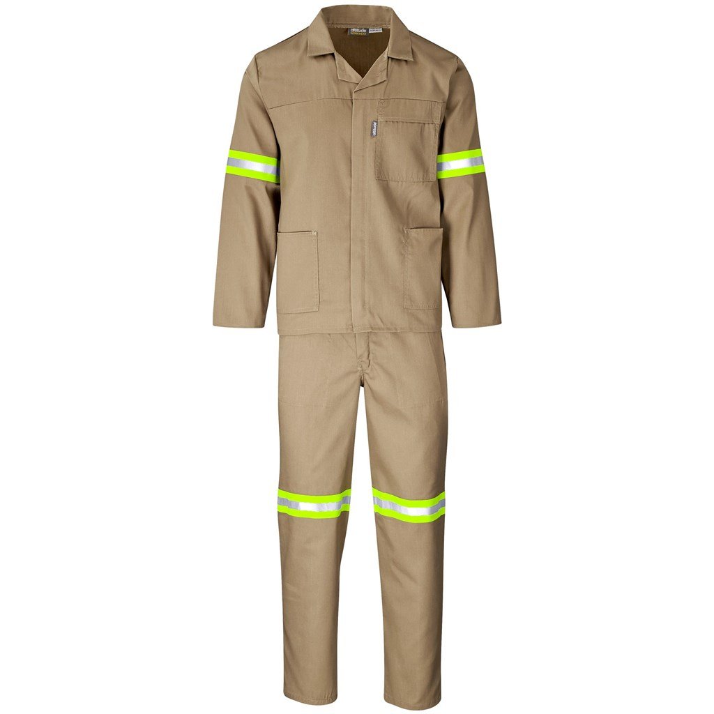 Trade Polycotton Conti Suit - Reflective Arms Legs & Back - Yellow Tape 32 / KHAKI